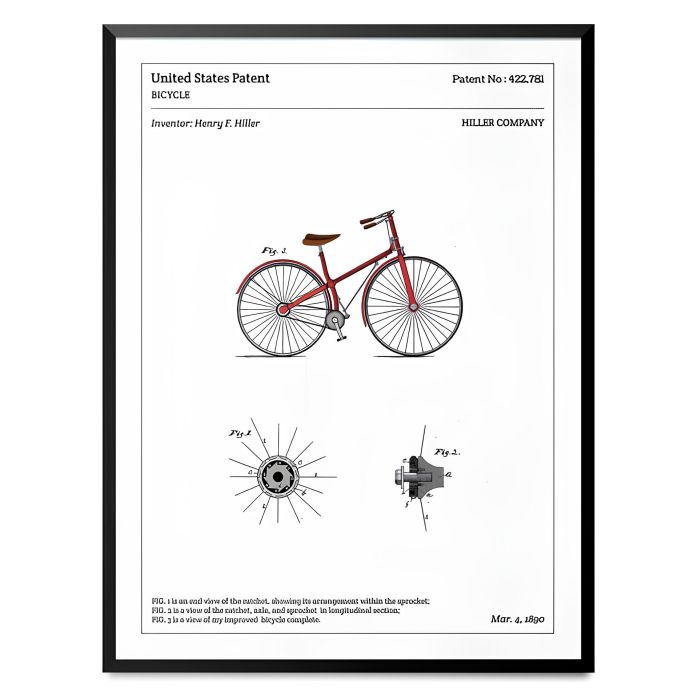 Affiche d'un brevet d'un vélo "BICYCLE"