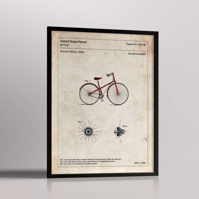 Affiche d'un brevet d'un vélo "BICYCLE"