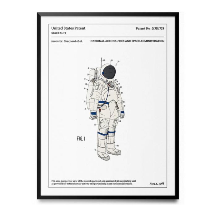 Affiche d'un brevet d'une combinaison d'astronaute de la NASA "SPACE SUIT"