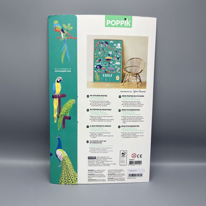 Poster pédagogique + 45 stickers - Oiseaux 