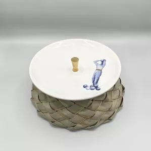 ERITAJ KONTRE Plat en faïence et coco tressé 
