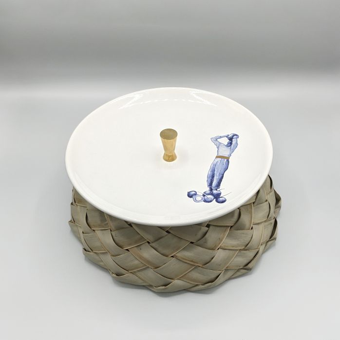 ERITAJ KONTRE Plat en faïence et coco tressé 