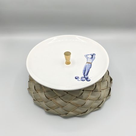 ERITAJ KONTRE Plat en faïence et coco tressé 