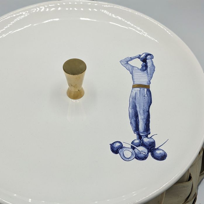 ERITAJ KONTRE Plat en faïence et coco tressé 