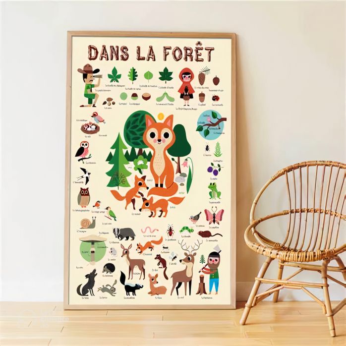 Poster pédagogique + 45 stickers - forêt