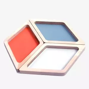 Vide poches Hêtre et cuir lot de 3