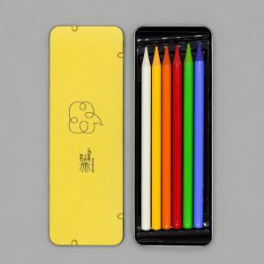 Boite métal avec 6 crayons graphites de couleurs quartier créatif